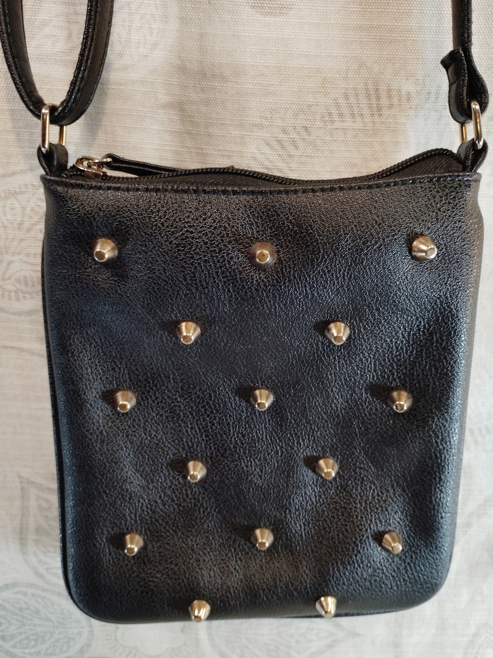 BONGO Black Crossbody with Gold Stud Accents